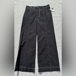 NWT Anthropologie Black Wide-Leg Pants with Contrast Cream Stitching 29